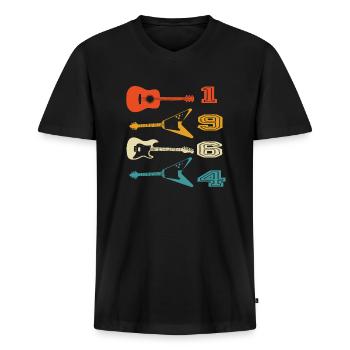 1964 Jahrgang geboren Gitarrist Gitarre Geburtstag - Männer Premium Bio T-Shirt mit V-Ausschnitt - Schwarz - Vorne - Nico (187cm)
