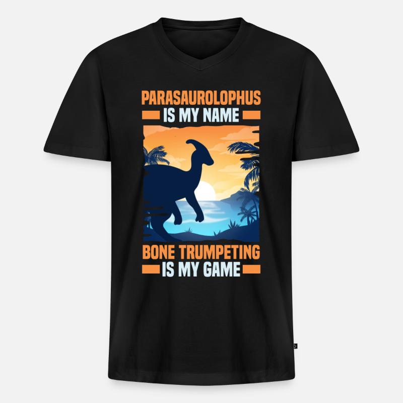 Dinosaurier - Männer Premium Bio T-Shirt mit V-Ausschnitt - Schwarz
