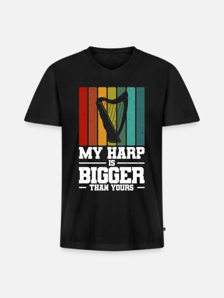 Harfenist - Männer Premium Bio T-Shirt mit V-Ausschnitt - Schwarz