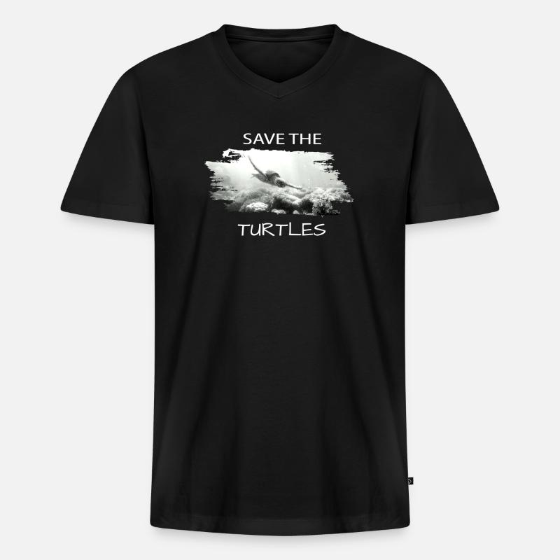 save the turtles - Männer Premium Bio T-Shirt mit V-Ausschnitt - Schwarz