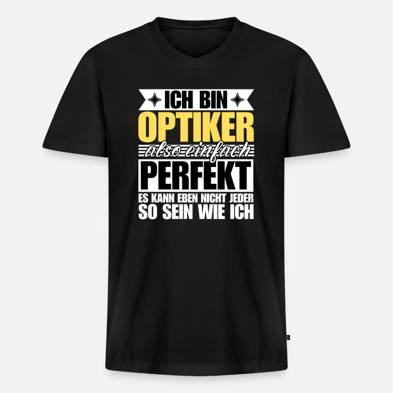 Perfekter Optiker - Männer Premium Bio T-Shirt mit V-Ausschnitt - Schwarz