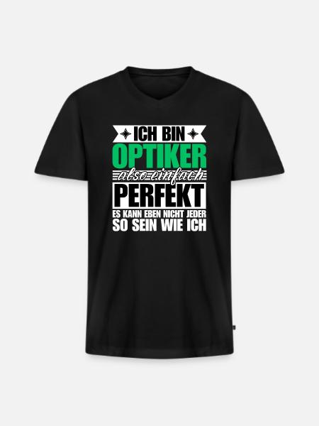 Perfekter Optiker - Männer Premium Bio T-Shirt mit V-Ausschnitt - Schwarz