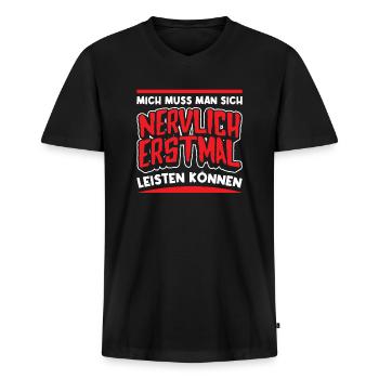 Lustiger Spruch Humor Ironie Sarkasmus Witzig - Männer Premium Bio T-Shirt mit V-Ausschnitt - Schwarz - Vorne - Nico (187cm)