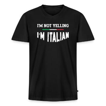 Italien Italien Italie Idée cadeau - T-shirt encolure en V Premium bio Homme - noir - Devant - Nico (187cm)