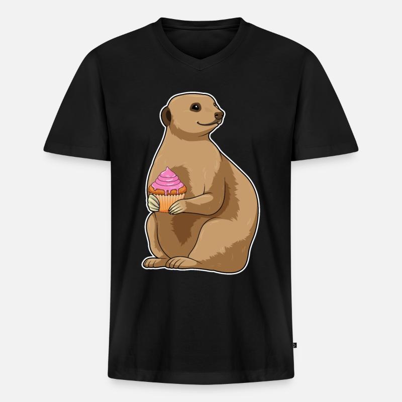 Erdmännchen Muffin - Männer Premium Bio T-Shirt mit V-Ausschnitt - Schwarz