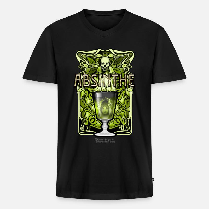 Absinthe - Die grüne Fee - Männer Premium Bio T-Shirt mit V-Ausschnitt - Schwarz