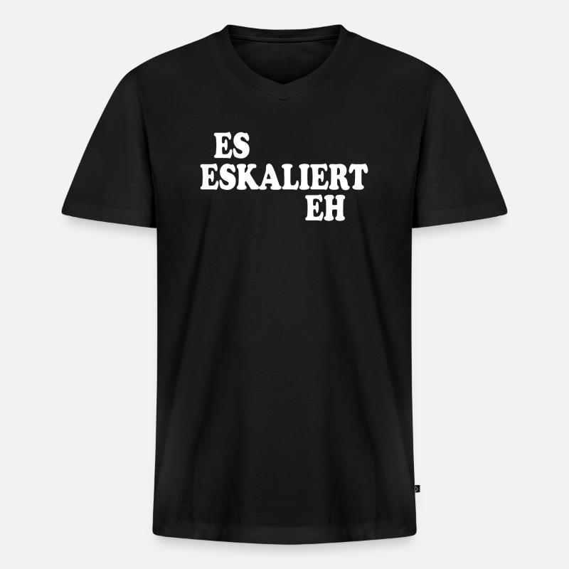 Es eskaliert eh - Männer Premium Bio T-Shirt mit V-Ausschnitt - Schwarz