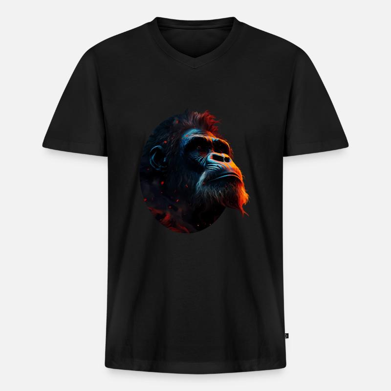 Gorilla - Männer Premium Bio T-Shirt mit V-Ausschnitt - Schwarz