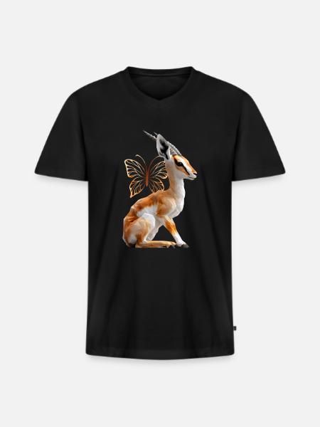 Gazelle - Men's Premium Organic T-shirt with V-neck - black