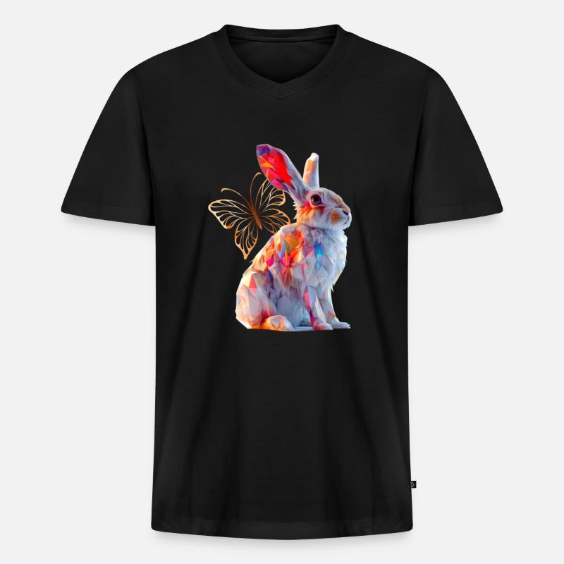 Hasen - Männer Premium Bio T-Shirt mit V-Ausschnitt - Schwarz