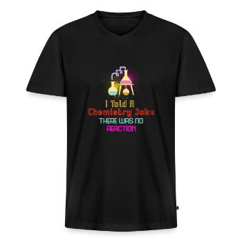 Réaction de plaisanterie de chimie - T-shirt encolure en V Premium bio Homme - noir - Devant - Nico (187cm)