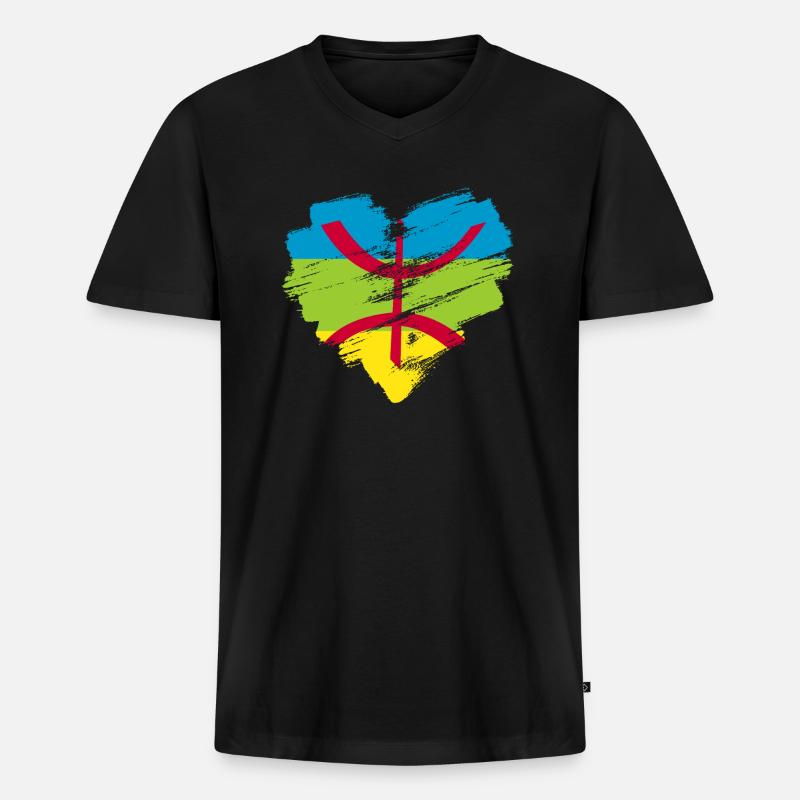 Amazigh - Männer Premium Bio T-Shirt mit V-Ausschnitt - Schwarz