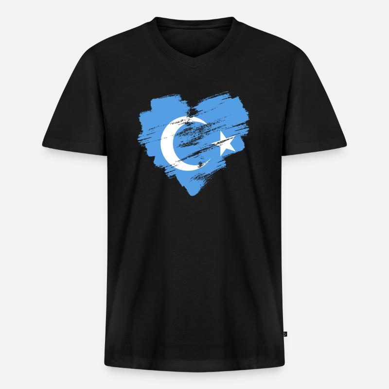 Uiguren - Männer Premium Bio T-Shirt mit V-Ausschnitt - Schwarz