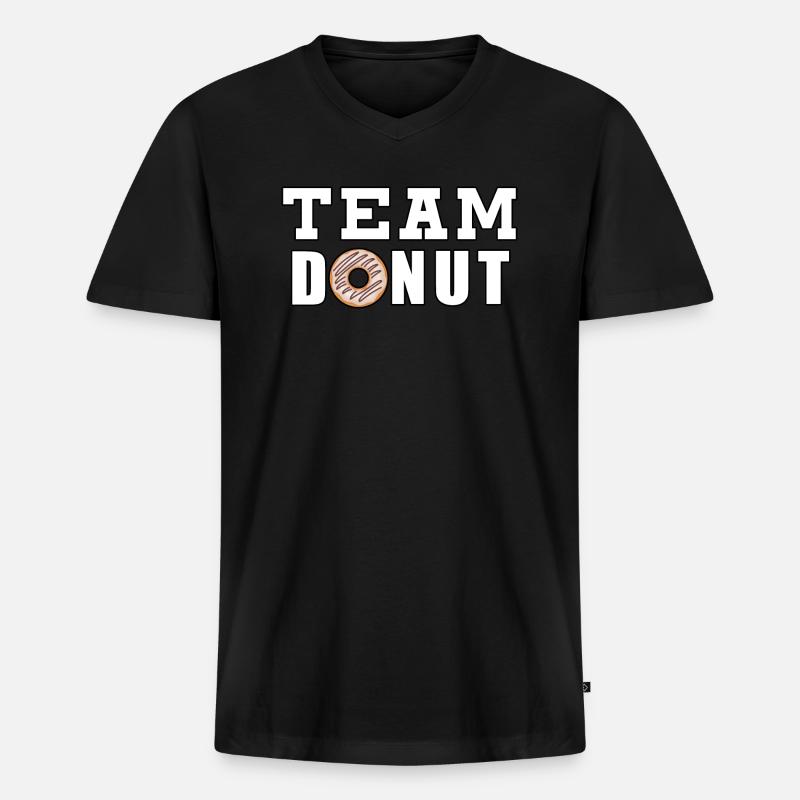 Team Donut - Männer Premium Bio T-Shirt mit V-Ausschnitt - Schwarz