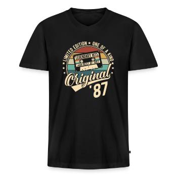 Original 1987 Vintage Geburtstag Retro Geschenk - Männer Premium Bio T-Shirt mit V-Ausschnitt - Schwarz - Vorne - Nico (187cm)