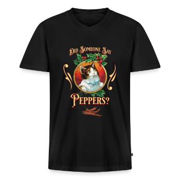Hot Chilies Chilihead Carolina Reaper Habanero - Men's Premium Organic T-shirt with V-neck - black - Front - Nico (187cm)