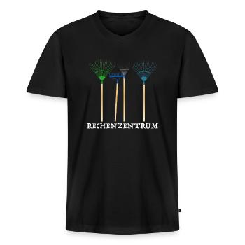 Rechenzentrum | Computer, PC, Gärtner, Internet - Männer Premium Bio T-Shirt mit V-Ausschnitt - Schwarz - Vorne - Nico (187cm)