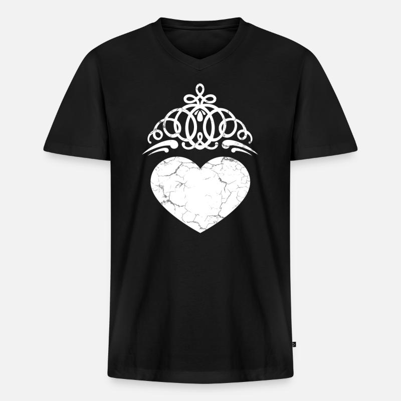 Herz - Männer Premium Bio T-Shirt mit V-Ausschnitt - Schwarz