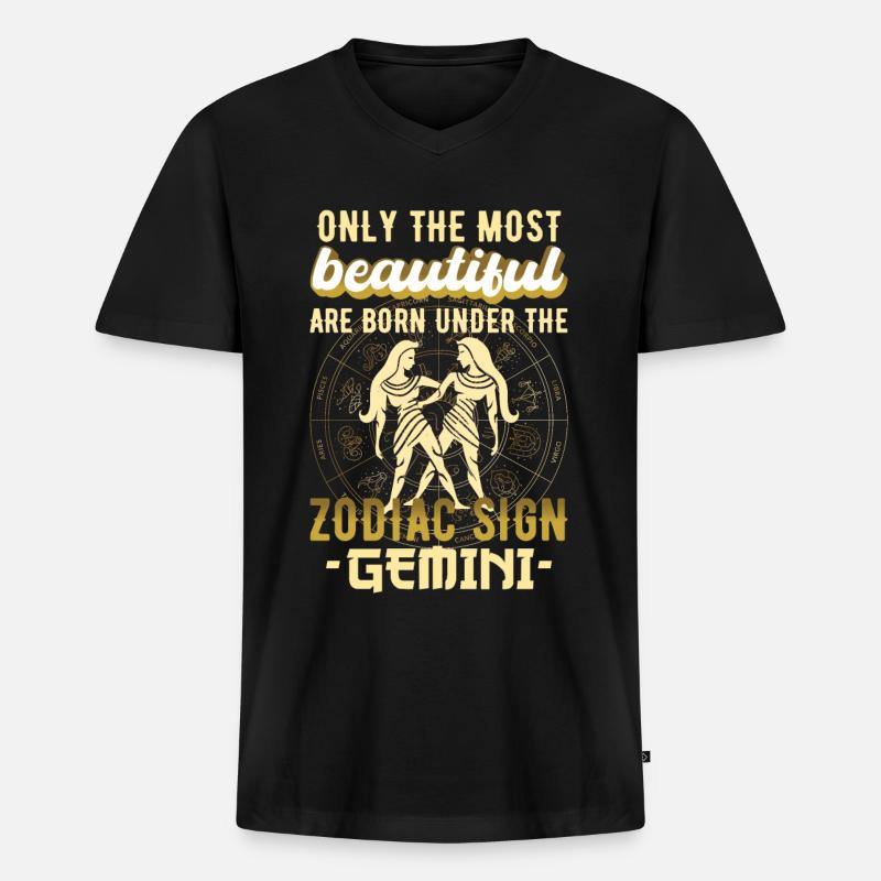 Sternzeichen Zwillinge Zwilling Geschenk - Männer Premium Bio T-Shirt mit V-Ausschnitt - Schwarz