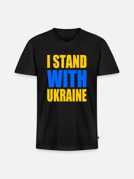 I stand with ukraine - Men's Premium Organic T-shirt with V-neck - black