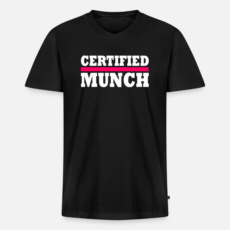 Certified munch - Männer Premium Bio T-Shirt mit V-Ausschnitt - Schwarz