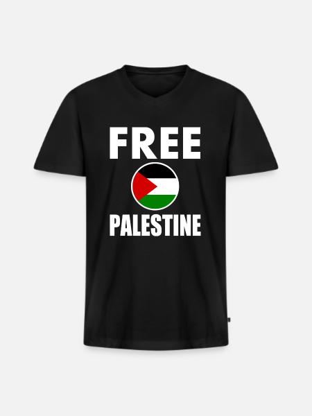 Free palestine - Men's Premium Organic T-shirt with V-neck - black