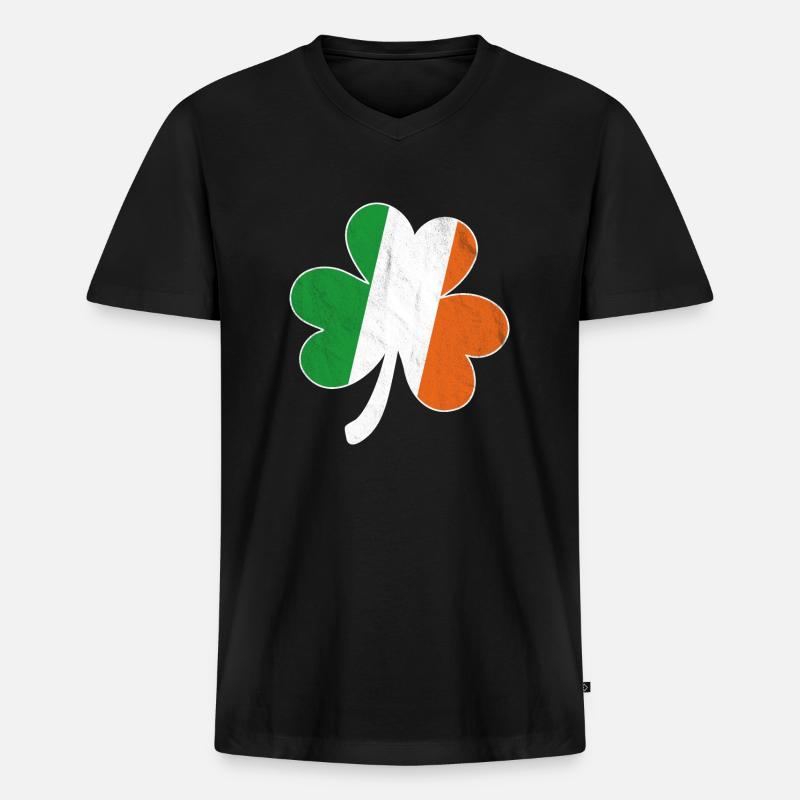 Kleeblatt Irische Flagge - Männer Premium Bio T-Shirt mit V-Ausschnitt - Schwarz