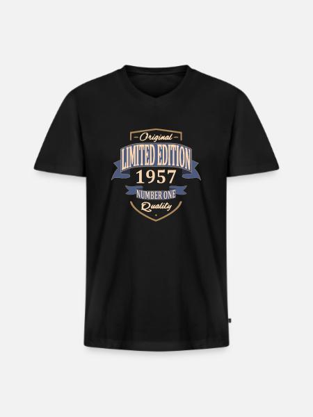 Limited Edition 1957 - T-shirt encolure en V Premium bio Homme - noir