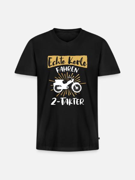 Zweitakter Moped Mofa Spruch - Männer Premium Bio T-Shirt mit V-Ausschnitt - Schwarz