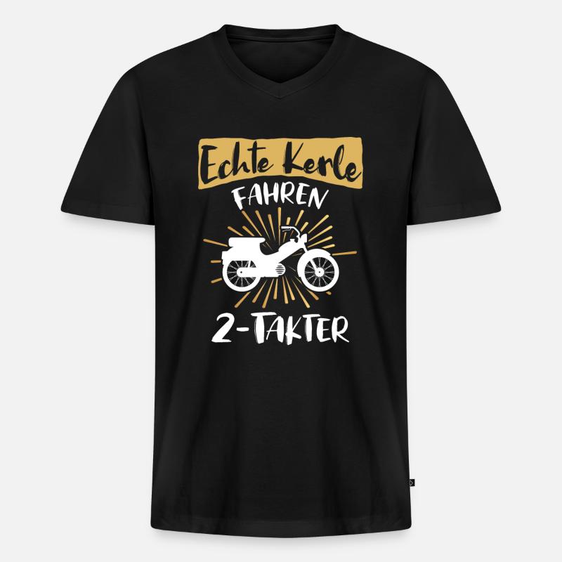 Zweitakter Moped Mofa Spruch - Männer Premium Bio T-Shirt mit V-Ausschnitt - Schwarz