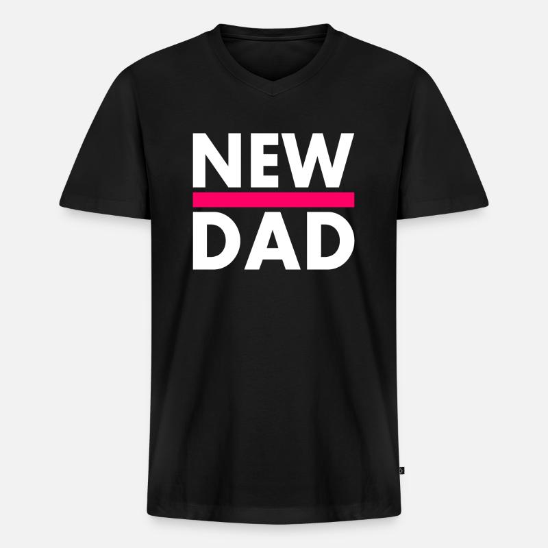 New dad - Männer Premium Bio T-Shirt mit V-Ausschnitt - Schwarz