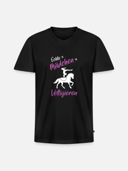 Echte Mädchen voltigieren - Männer Premium Bio T-Shirt mit V-Ausschnitt - Schwarz