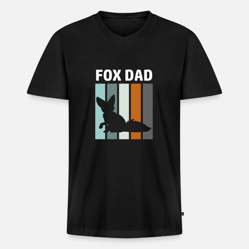 Fuchs Fuchsbesitzer Fox Dad - Männer Premium Bio T-Shirt mit V-Ausschnitt - Schwarz