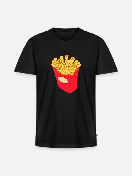 frites - T-shirt encolure en V Premium bio Homme - noir