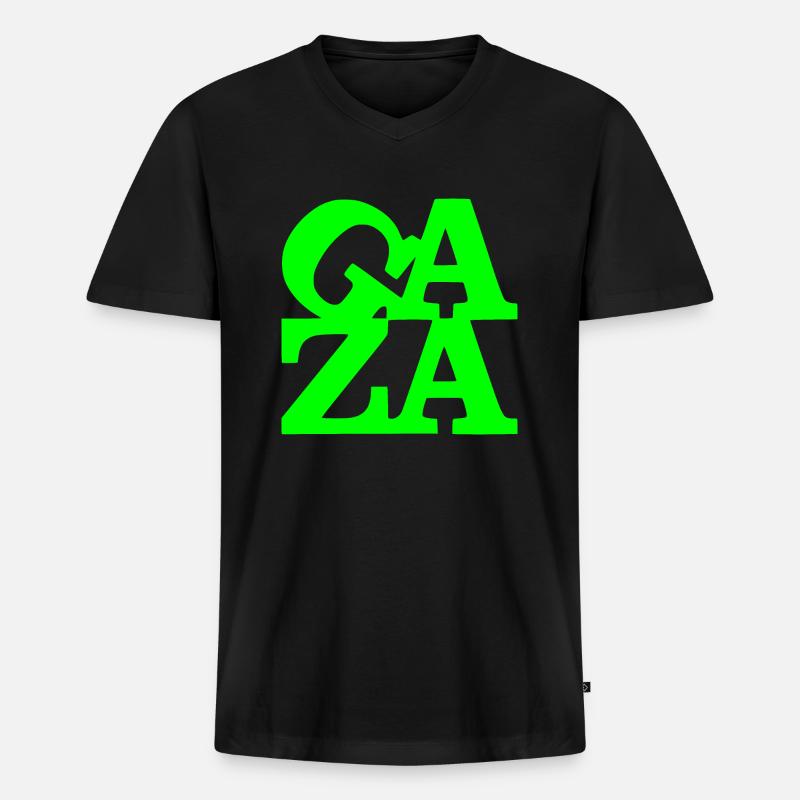 Gaza - Männer Premium Bio T-Shirt mit V-Ausschnitt - Schwarz