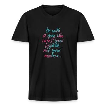 ruine ton rouge à lèvres - T-shirt encolure en V Premium bio Homme - noir - Devant - Nico (187cm)