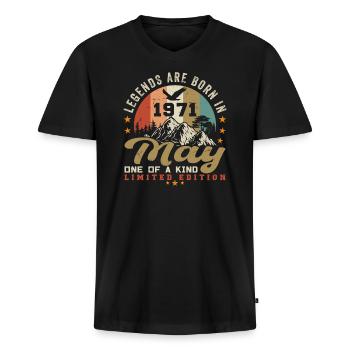 Mai 1971 Geburtstagsgeschenk Mai 1971 - 1971 Mai - Männer Premium Bio T-Shirt mit V-Ausschnitt - Schwarz - Vorne - Nico (187cm)