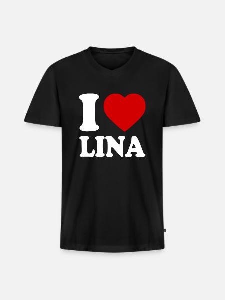 I love lina - Men's Premium Organic T-shirt with V-neck - black