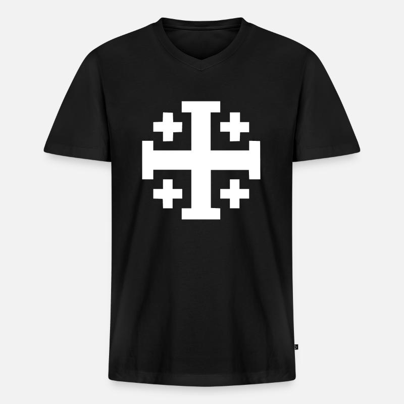Jerusalem kreuz Jerusalemkreuz - Männer Premium Bio T-Shirt mit V-Ausschnitt - Schwarz