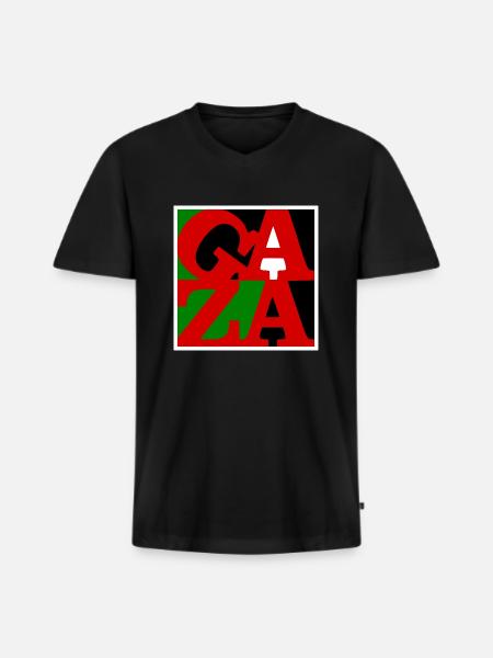 Gaza - Men's Premium Organic T-shirt with V-neck - black