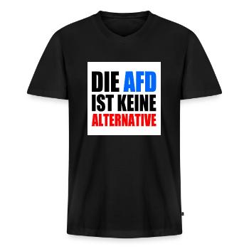 die afd ist keine alternative - Männer Premium Bio T-Shirt mit V-Ausschnitt - Schwarz - Vorne - Nico (187cm)