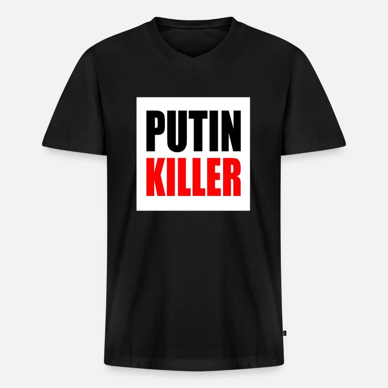 Putin killer - Männer Premium Bio T-Shirt mit V-Ausschnitt - Schwarz