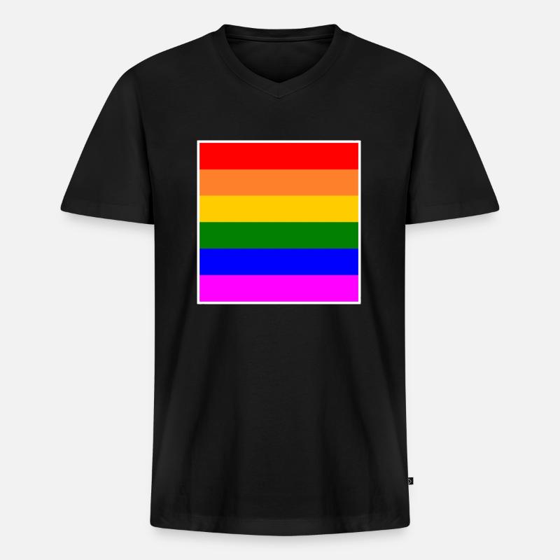 LGBT Regenbogen flagge - Männer Premium Bio T-Shirt mit V-Ausschnitt - Schwarz