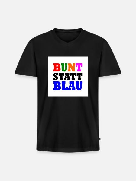 Bunt statt blau - Männer Premium Bio T-Shirt mit V-Ausschnitt - Schwarz