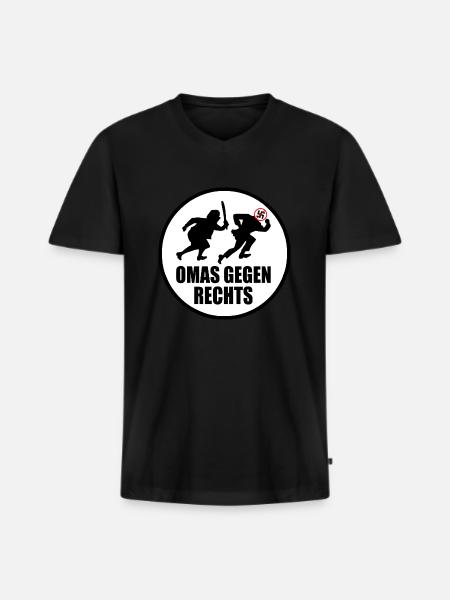 Omas gegen rechts - Männer Premium Bio T-Shirt mit V-Ausschnitt - Schwarz