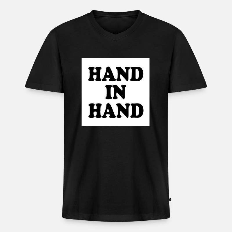 Hand in hand - Männer Premium Bio T-Shirt mit V-Ausschnitt - Schwarz
