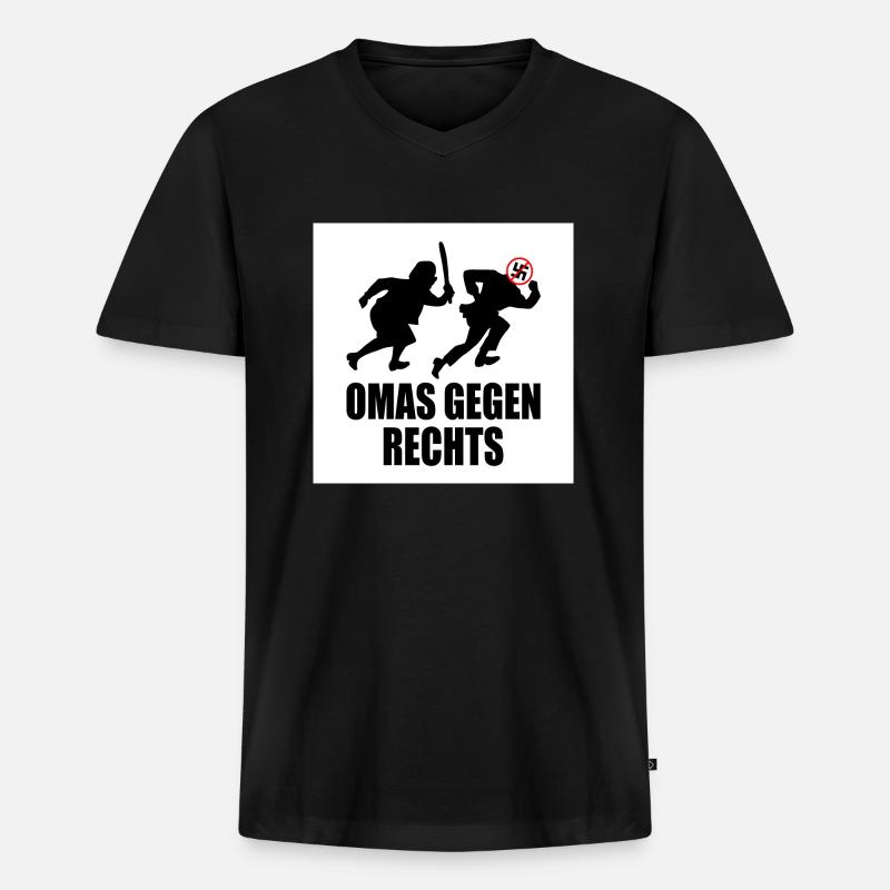 Omas gegen rechts - Männer Premium Bio T-Shirt mit V-Ausschnitt - Schwarz