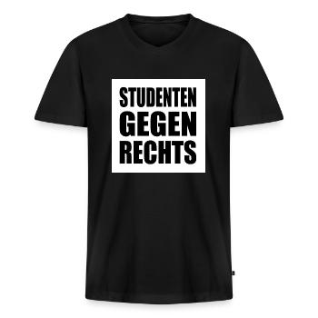 Studenten gegen rechts - Männer Premium Bio T-Shirt mit V-Ausschnitt - Schwarz - Vorne - Nico (187cm)