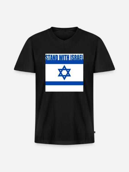 Stand with israel - Men's Premium Organic T-shirt with V-neck - black