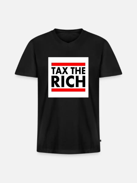 Tax the rich - Premium økologisk T-shirt med V-hals til mænd - sort